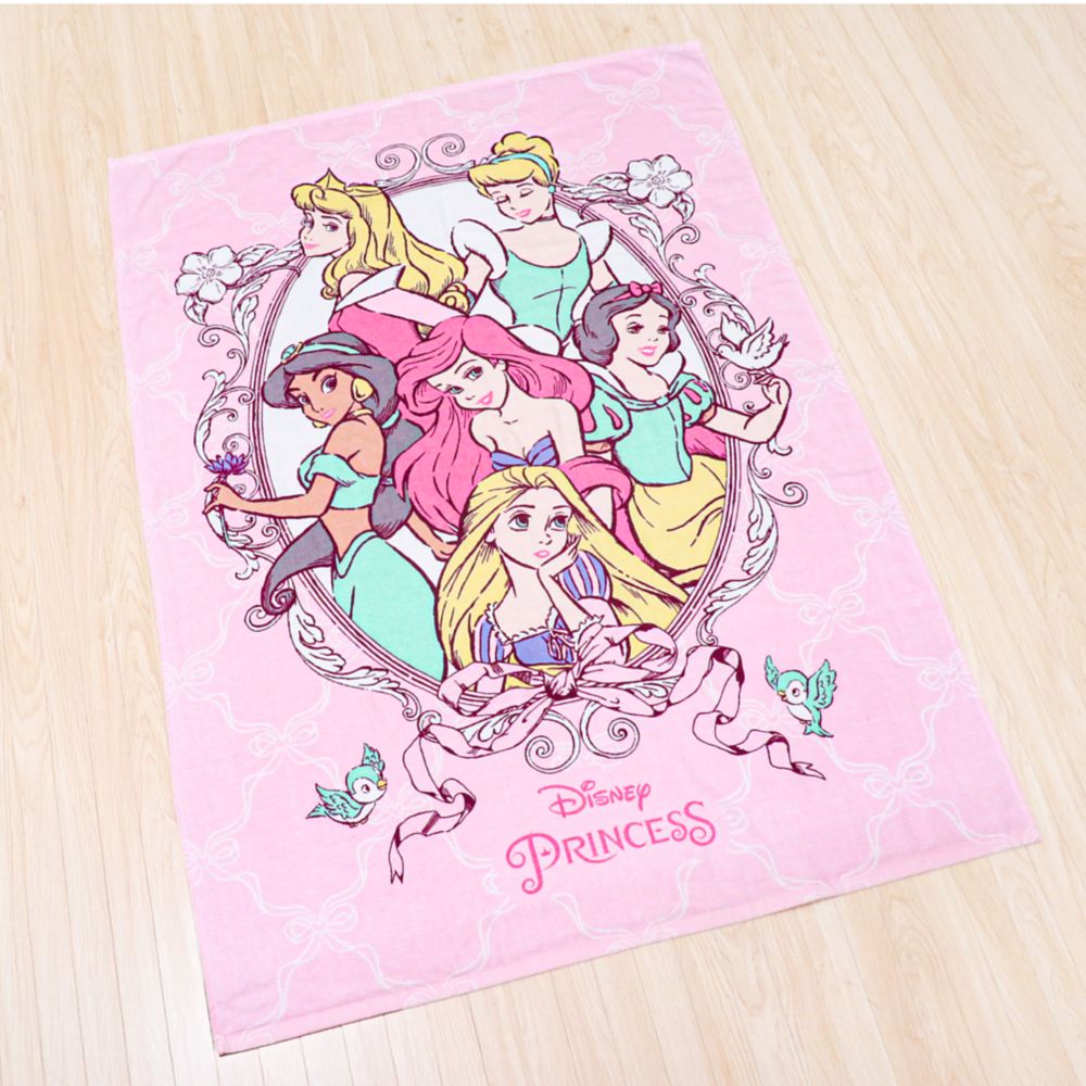 ディズニープリンセス タオルケット 100&times;140cm ラプンツェル アリエル シンデレラ ベル 白雪姫 ジャスミン 表ガーゼ 裏パイル 綿100% NZ1410-PR