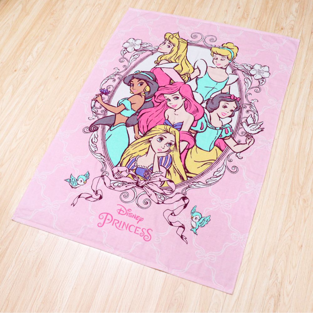 ディズニープリンセス タオルケット 100&times;140cm ラプンツェル アリエル シンデレラ ベル 白雪姫 ジャスミン 表ガーゼ 裏パイル 綿100% NZ1410-PR