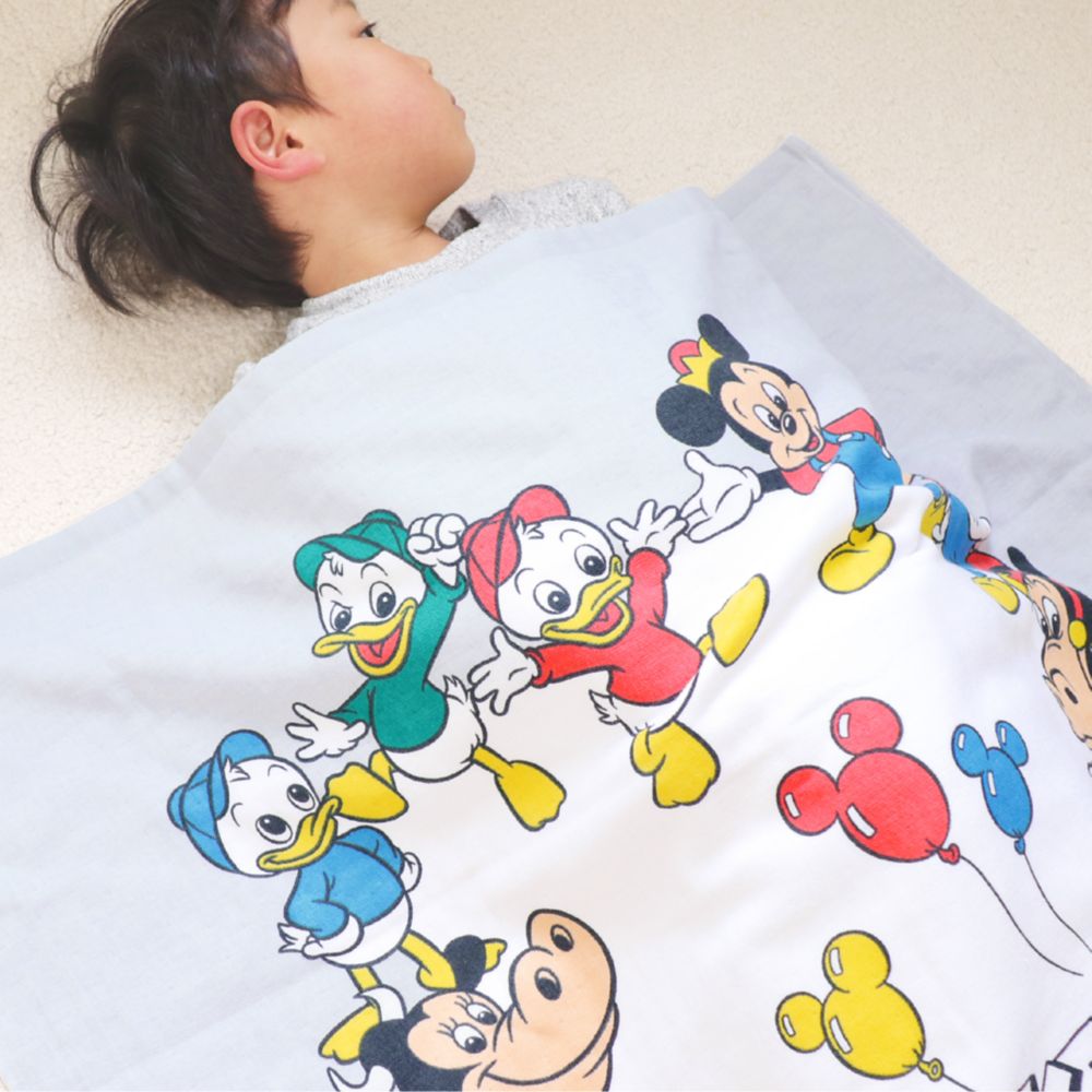 ミッキー ミニー ドナルド デイジー タオルケット 85&times;115cm 表ガーゼ 裏パイル 綿100% NZ1802