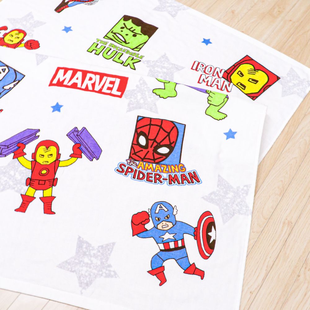 マーベル タオルケット 85&times;115cm アベンジャーズ スパイダーマン アイアンマン キャプテン・アメリカ ハルク 表ガーゼ 裏パイル 綿100% NM1812-AG