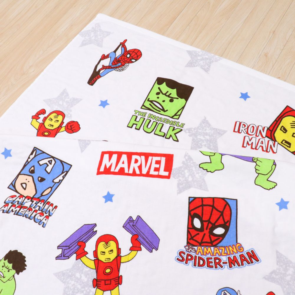 マーベル タオルケット 85&times;115cm アベンジャーズ スパイダーマン アイアンマン キャプテン・アメリカ ハルク 表ガーゼ 裏パイル 綿100% NM1812-AG