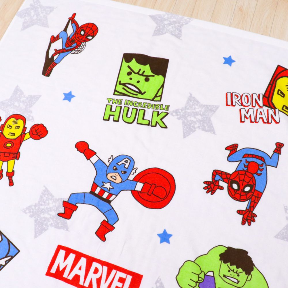 マーベル タオルケット 85&times;115cm アベンジャーズ スパイダーマン アイアンマン キャプテン・アメリカ ハルク 表ガーゼ 裏パイル 綿100% NM1812-AG