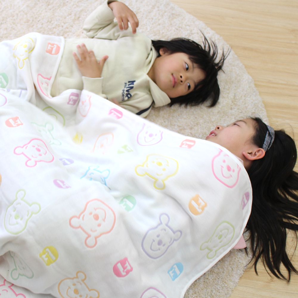 プーさん　6重ガーゼ　ケット　100&times;140cm　綿100％　日本製　NZ2830-A