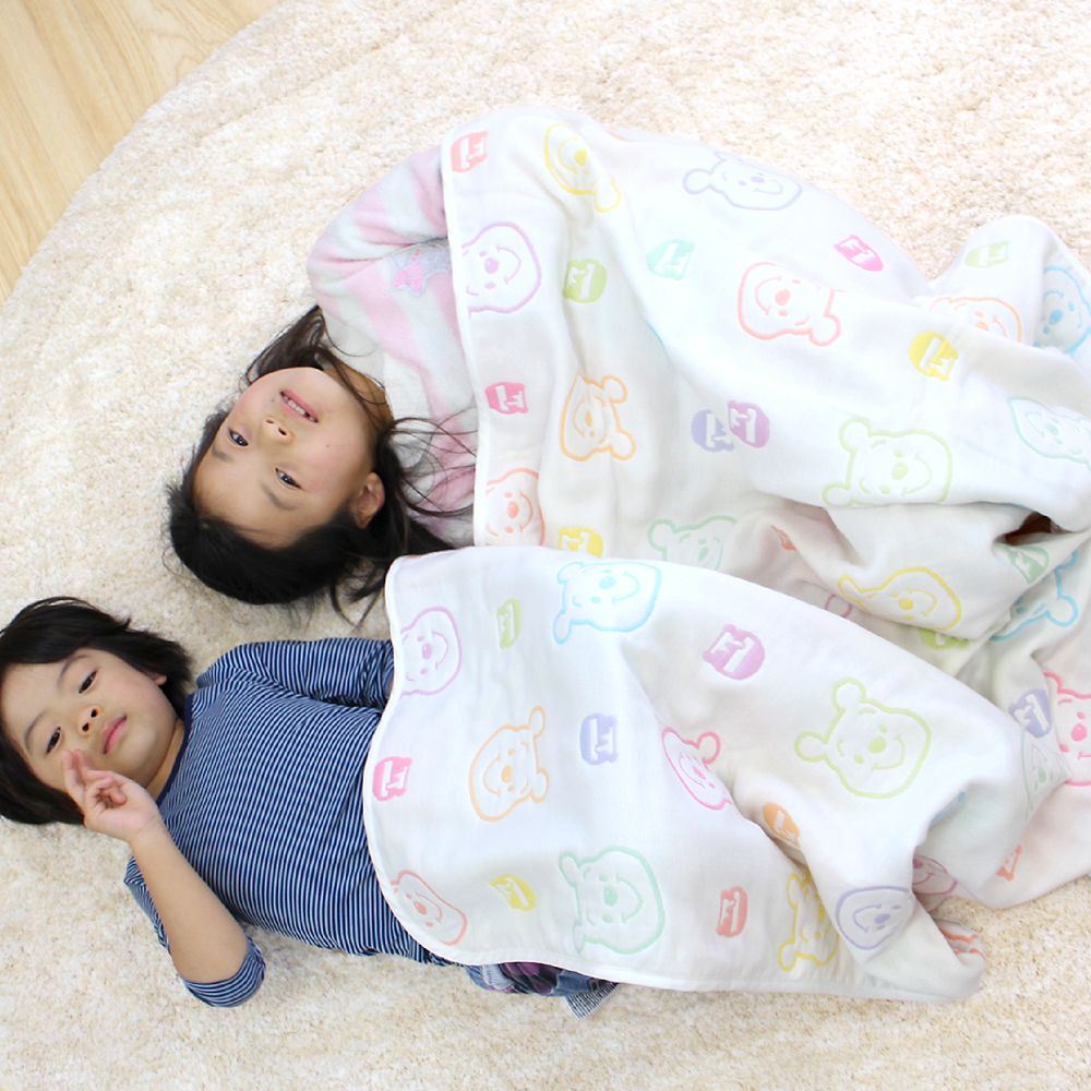 プーさん　6重ガーゼ　ケット　85&times;115cm　綿100％　日本製　NZ2830-B