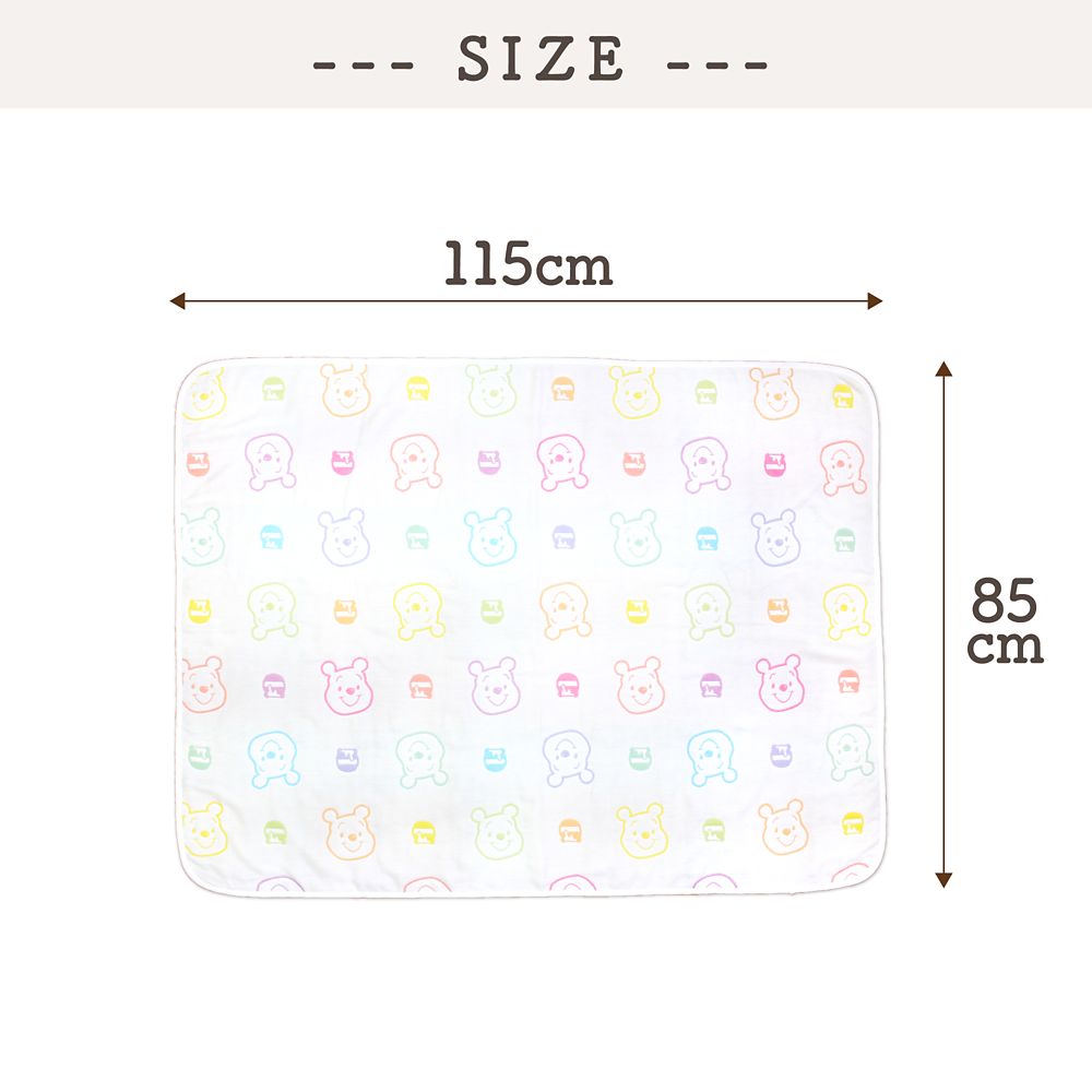 プーさん　6重ガーゼ　ケット　85&times;115cm　綿100％　日本製　NZ2830-B