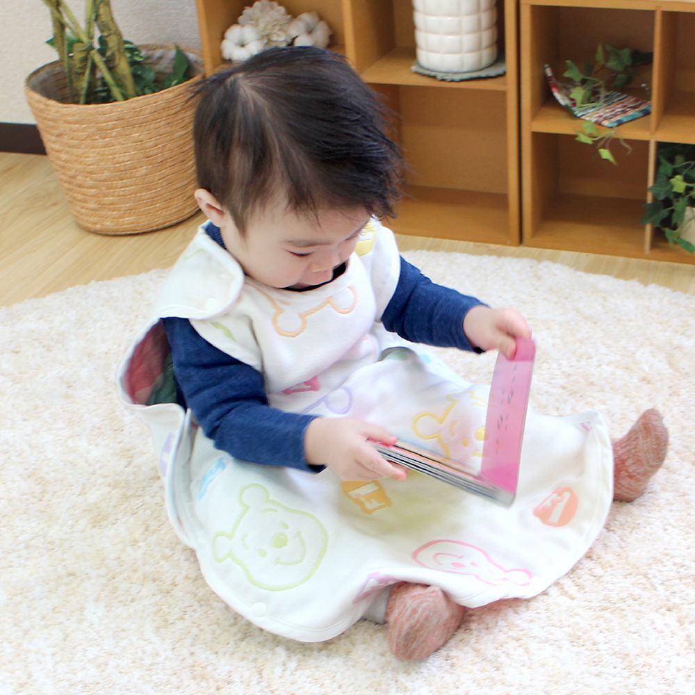 プーさん　6重ガーゼ　スリーパー　42&times;58cm　綿100％　日本製　NZ2830-D
