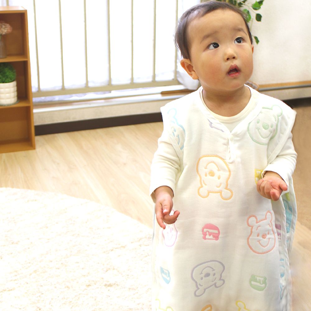 プーさん　6重ガーゼ　スリーパー　リバーシブルタイプ　42&times;58cm　綿100％　日本製　NZ2830-F