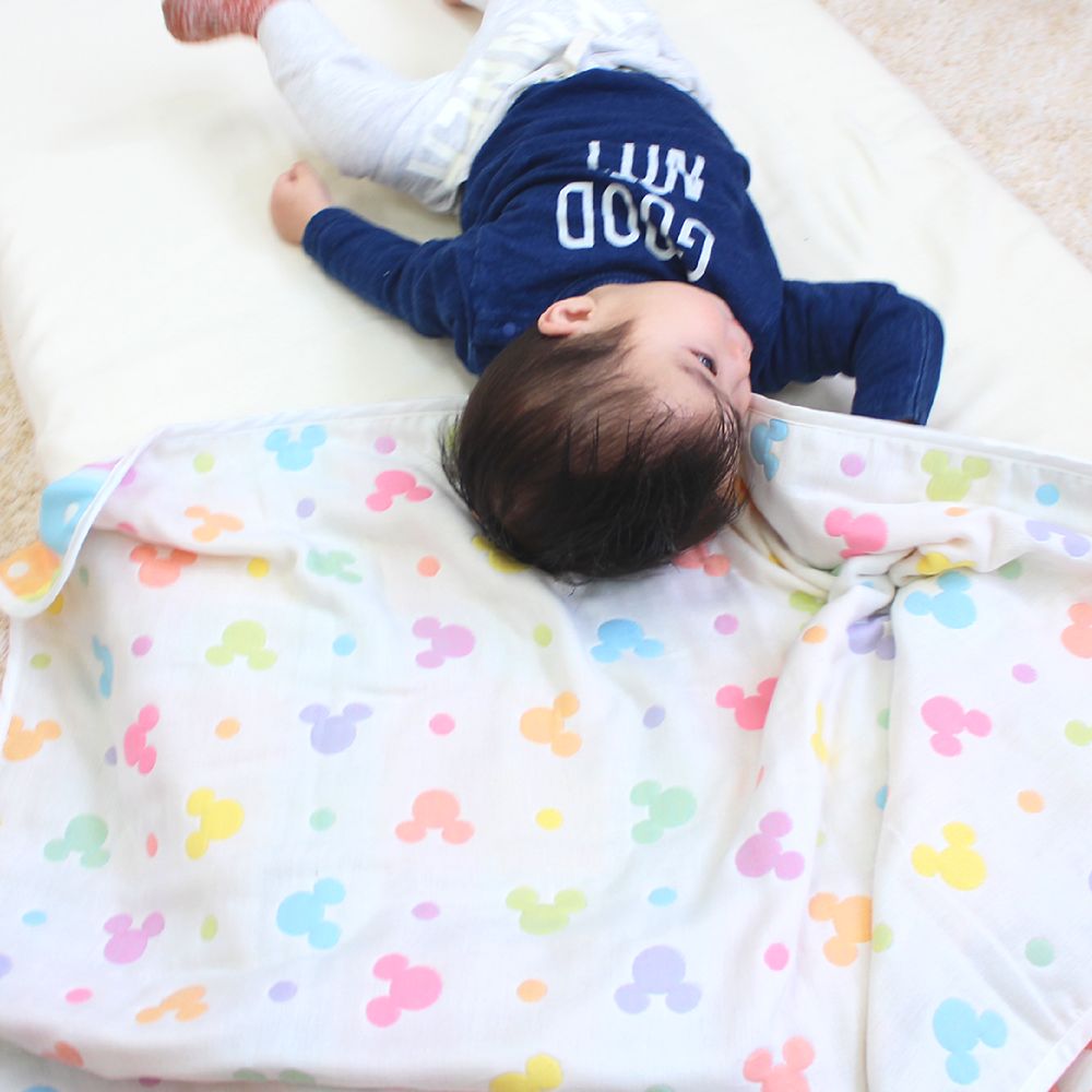 ミッキーアイコン　6重ガーゼ　ケット　85&times;115cm　綿100％　日本製　NZ2831-B