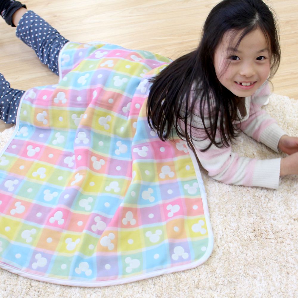 ミッキーアイコン　6重ガーゼ　ケット　70&times;100cm　綿100％　日本製　NZ2831-C