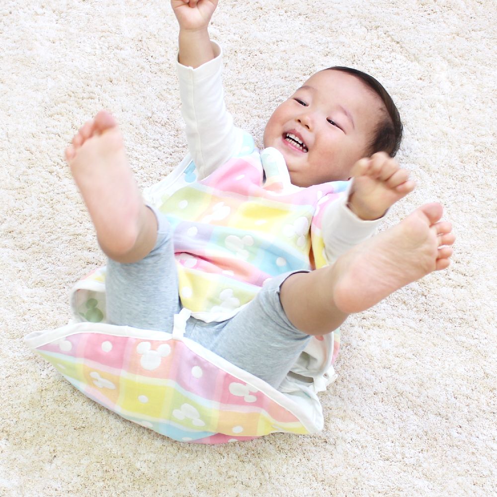 ミッキーアイコン　6重ガーゼ　スリーパー　リバーシブルタイプ　42&times;58cm　綿100％　日本製　NZ2831-F