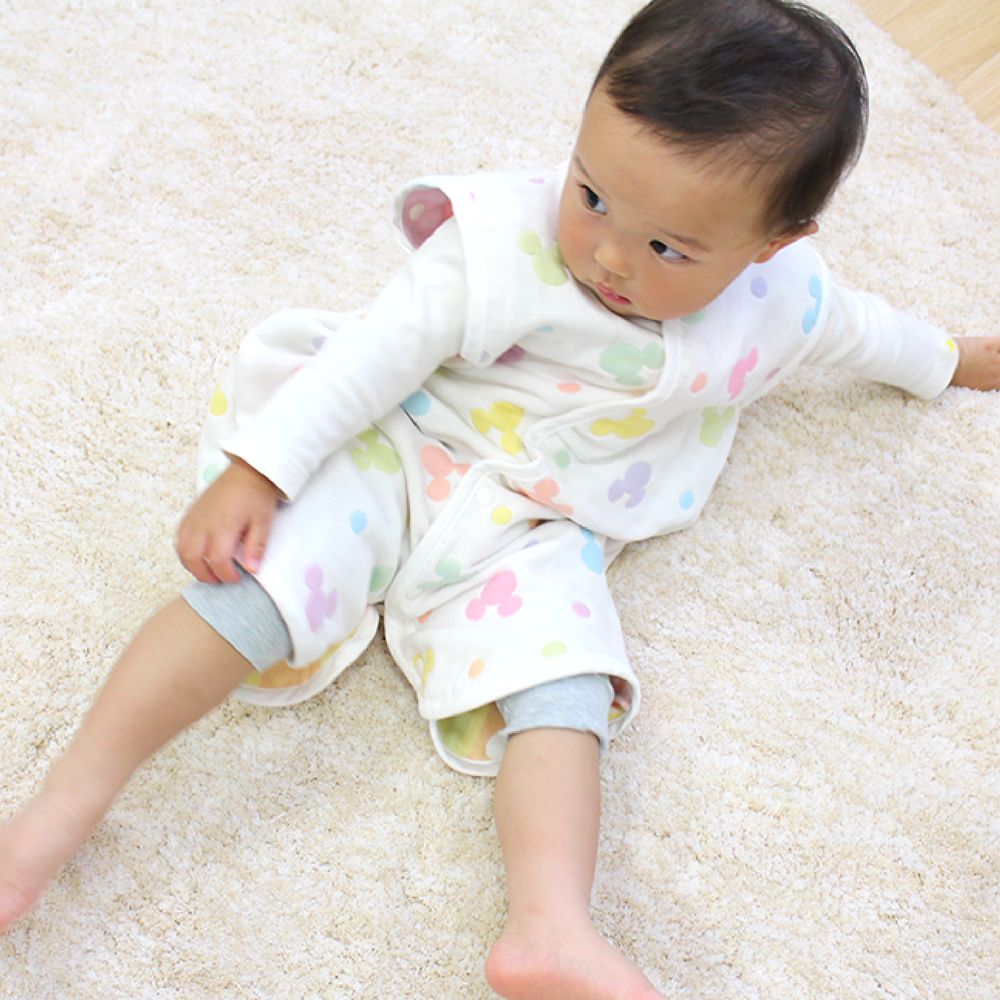 ミッキーアイコン　6重ガーゼ　スリーパー　2WAYタイプ　40&times;55cm　綿100％　日本製　NZ2831-G