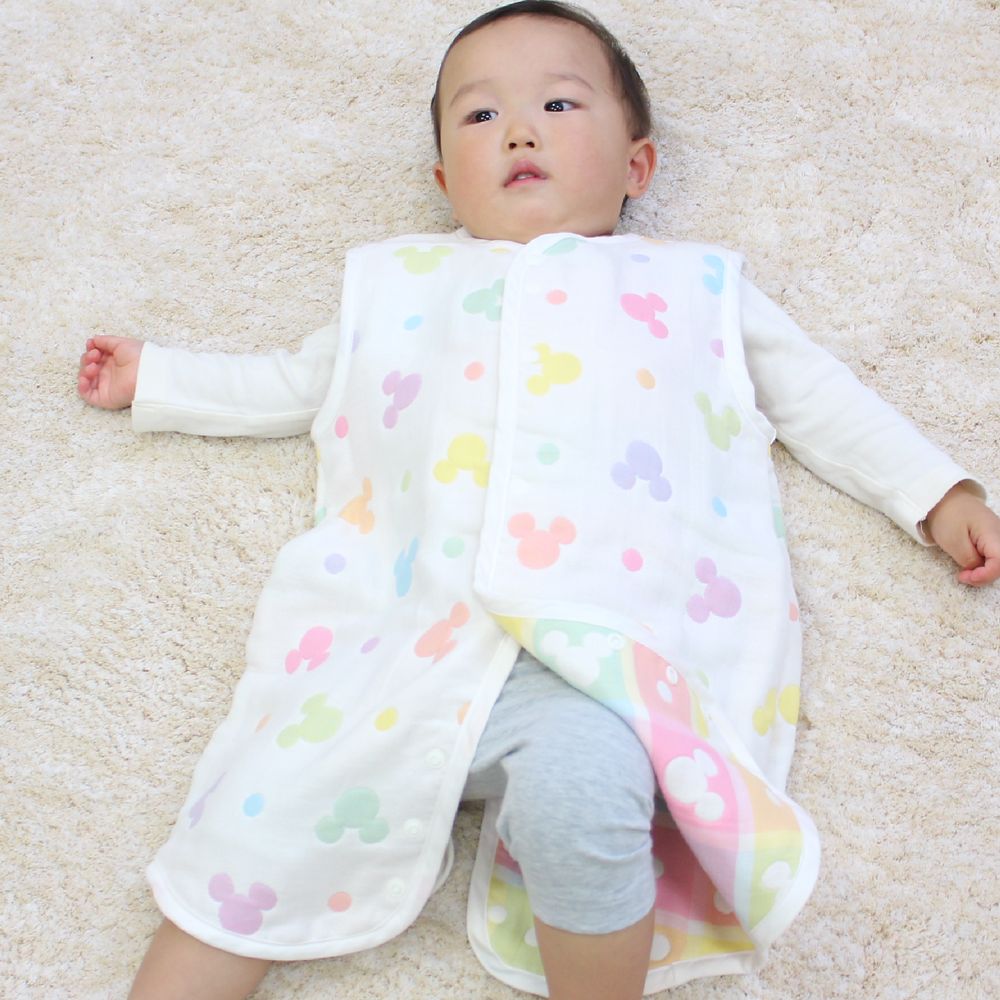 ミッキーアイコン　6重ガーゼ　スリーパー　2WAYタイプ　40&times;55cm　綿100％　日本製　NZ2831-G