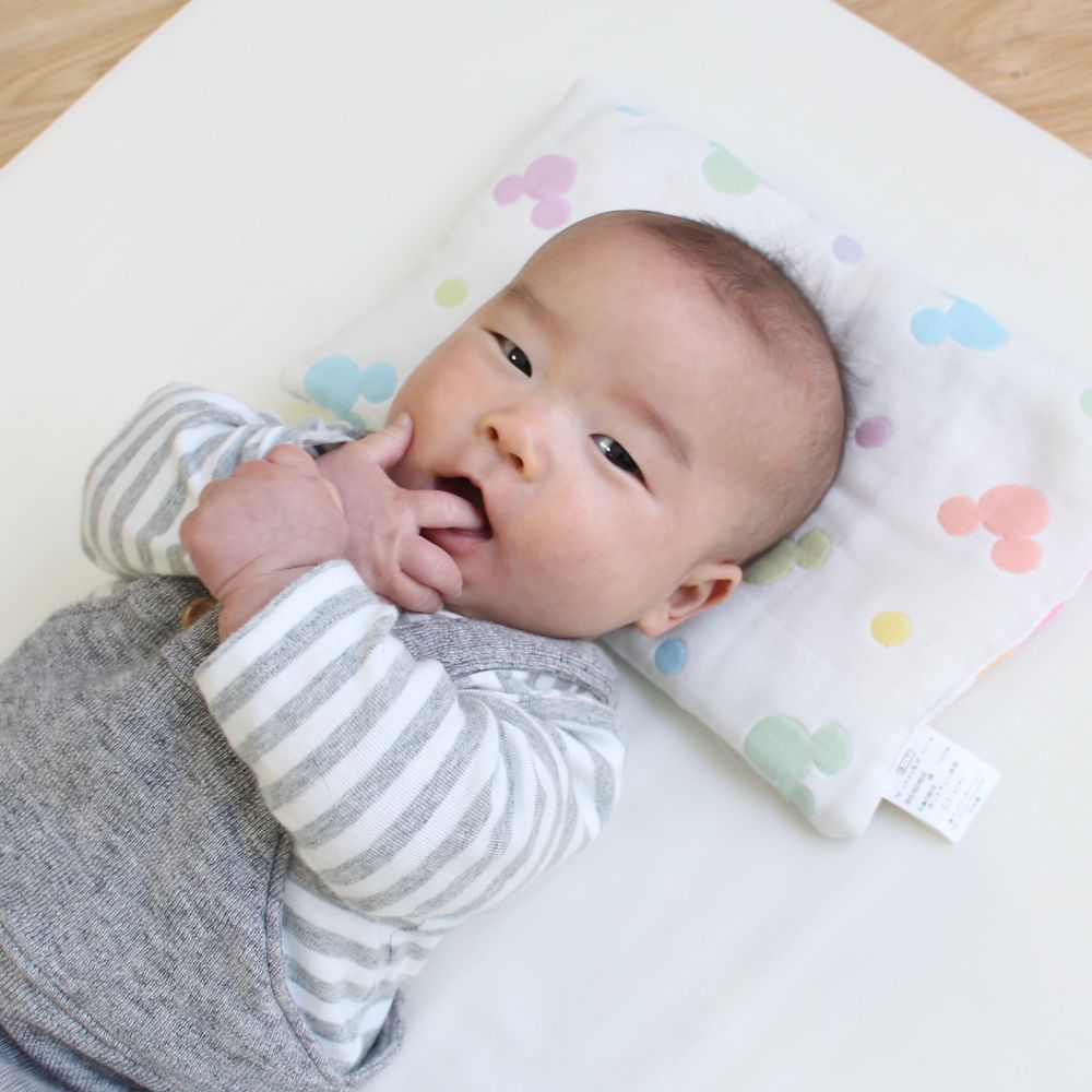 ミッキーアイコン　6重ガーゼ　ベビーまくら　20&times;32cm　綿100％　日本製　NZ2831-I