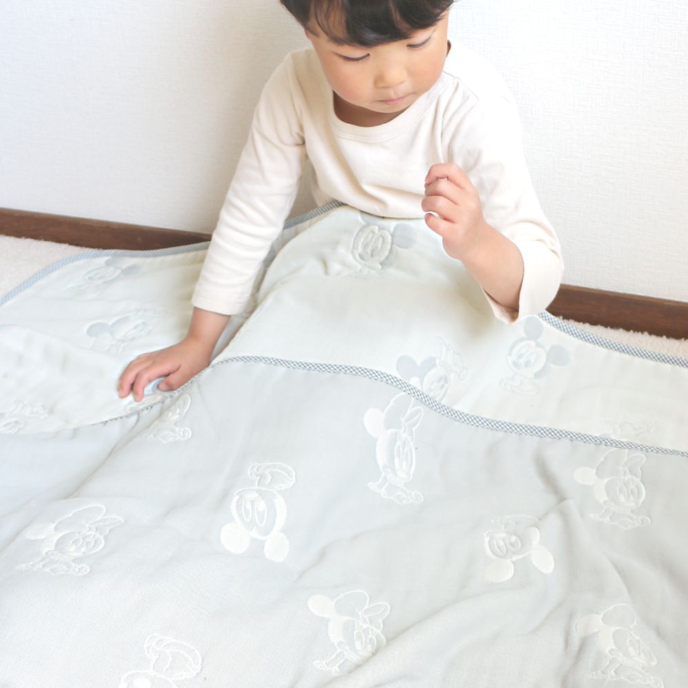 ベビーミッキー＆ミニー　6重ガーゼ　ケット　100&times;140cm　綿100％　日本製　NZ2832-A