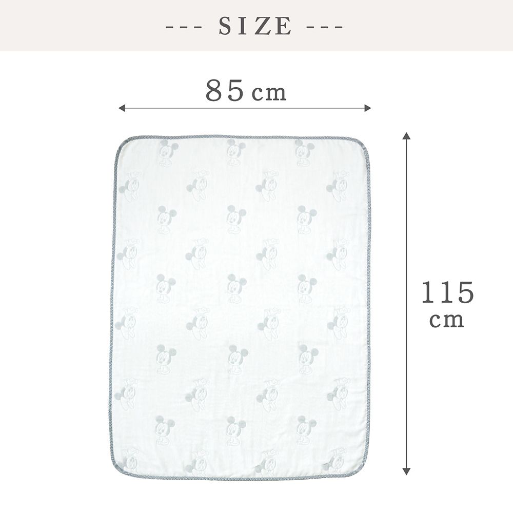 ベビーミッキー＆ミニー　6重ガーゼ　ケット　85&times;115cm　綿100％　日本製　NZ2832-B