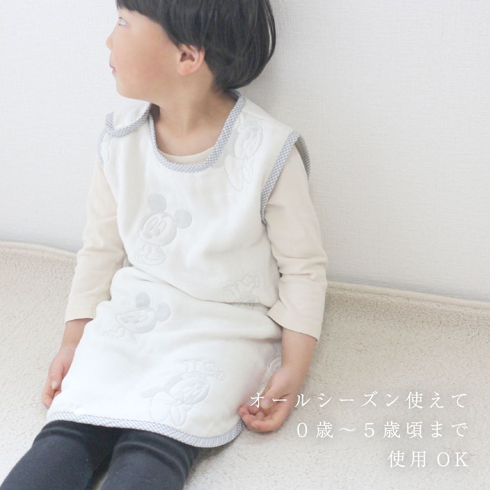 ベビーミッキー＆ミニー　6重ガーゼ　スリーパー　42&times;58cm　綿100％　日本製　NZ2832-D