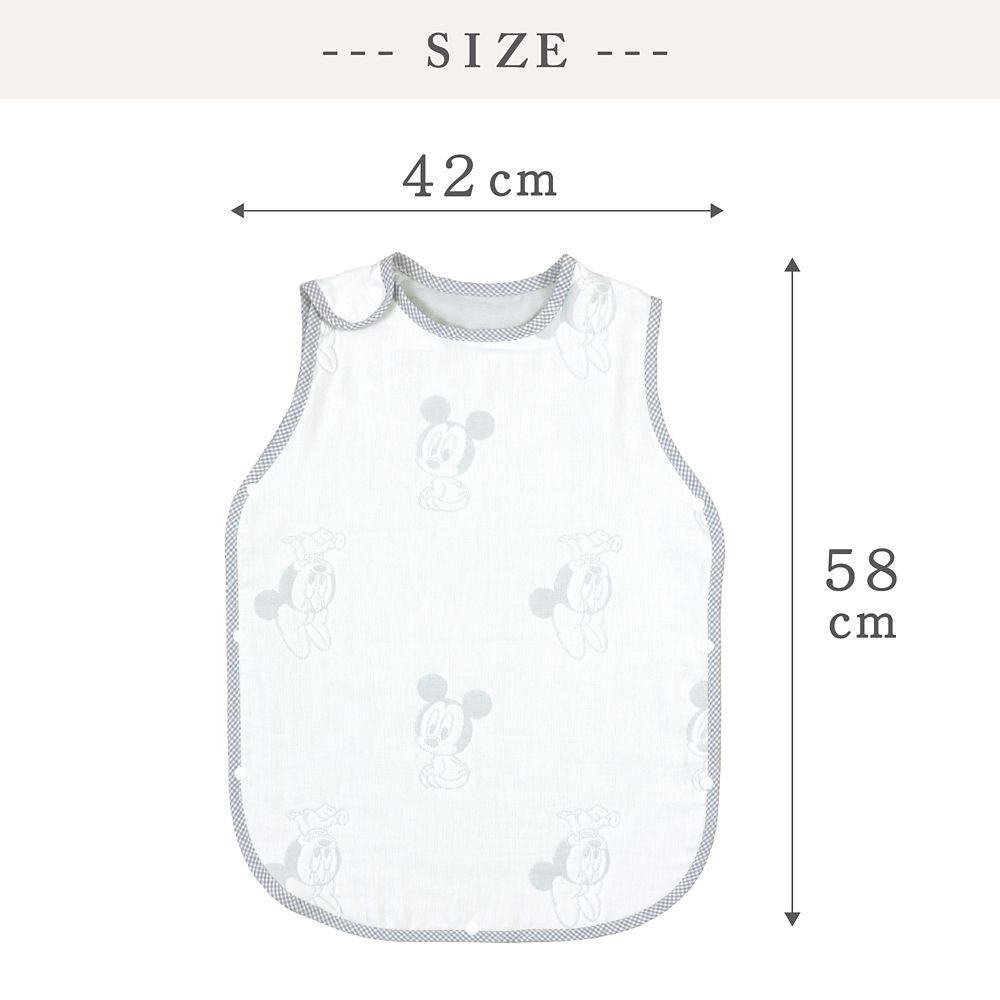 ベビーミッキー＆ミニー　6重ガーゼ　スリーパー　42&times;58cm　綿100％　日本製　NZ2832-D