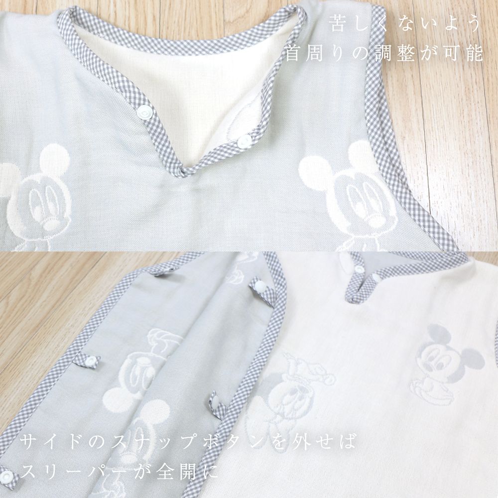 ベビーミッキー＆ミニー　6重ガーゼ　スリーパー　リバーシブルタイプ　42&times;58cm　綿100％　日本製　NZ2832-F