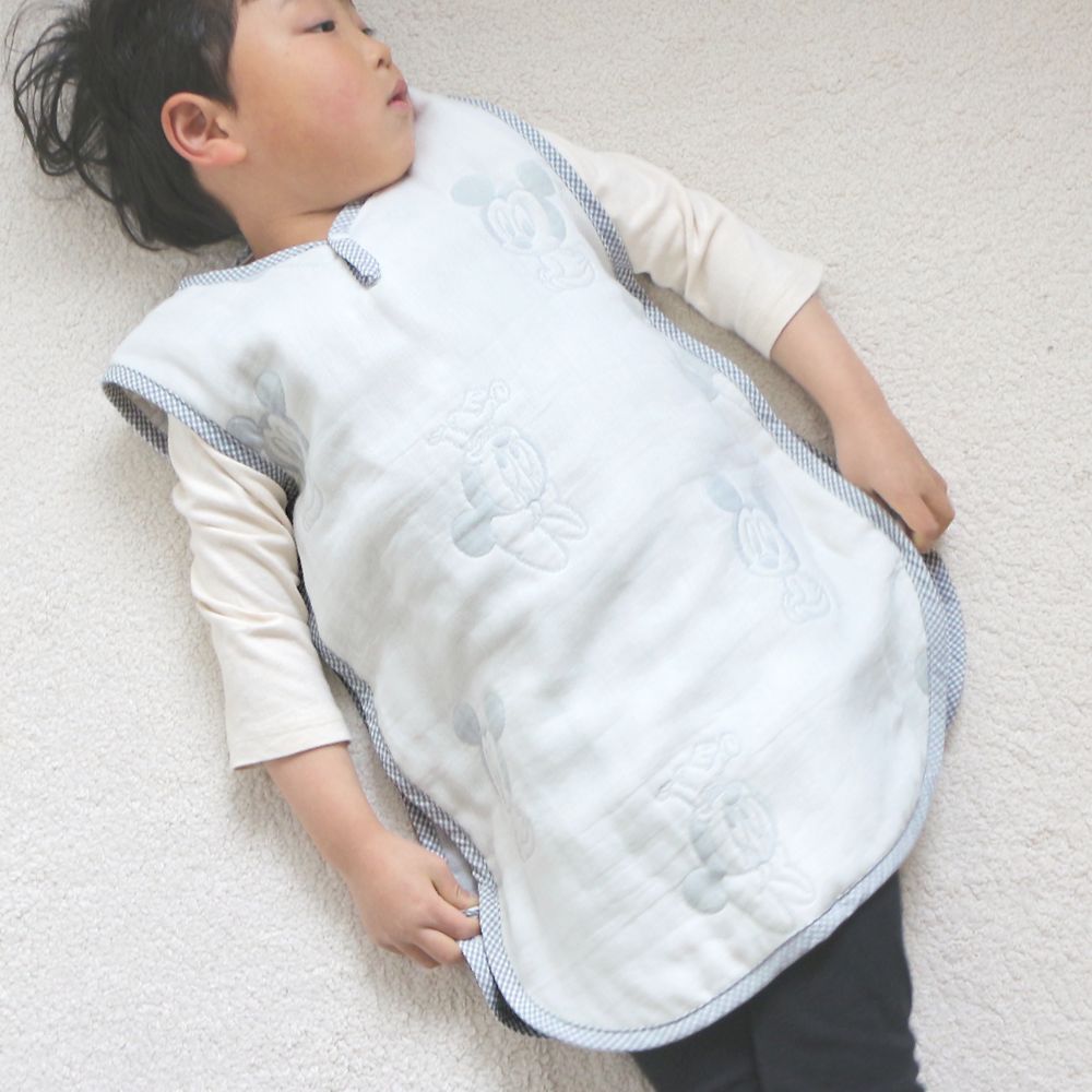 ベビーミッキー＆ミニー　6重ガーゼ　スリーパー　リバーシブルタイプ　42&times;58cm　綿100％　日本製　NZ2832-F