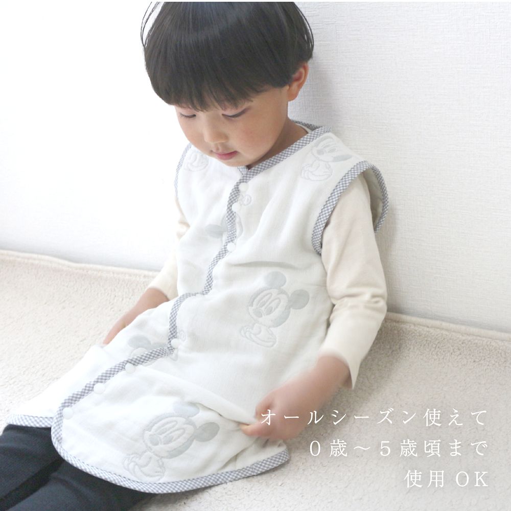 ベビーミッキー＆ミニー　6重ガーゼ　スリーパー　2WAYタイプ　40&times;55cm　綿100％　日本製　NZ2832-G