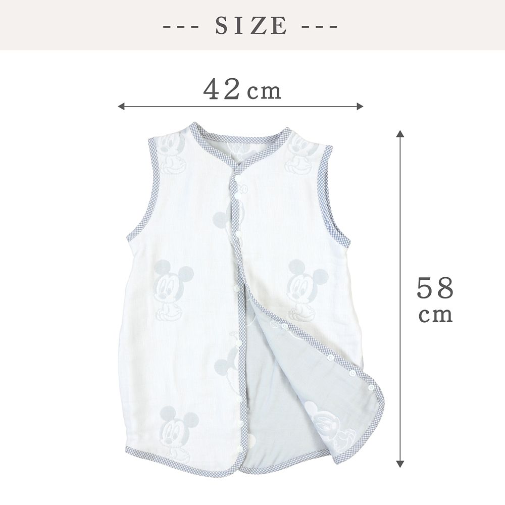 ベビーミッキー＆ミニー　6重ガーゼ　スリーパー　2WAYタイプ　40&times;55cm　綿100％　日本製　NZ2832-G