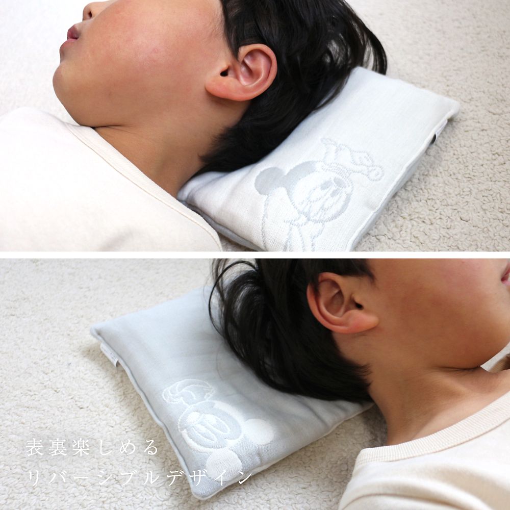 ベビーミッキー＆ミニー　6重ガーゼ　ベビーまくら　20&times;32cm　綿100％　日本製　NZ2832-I