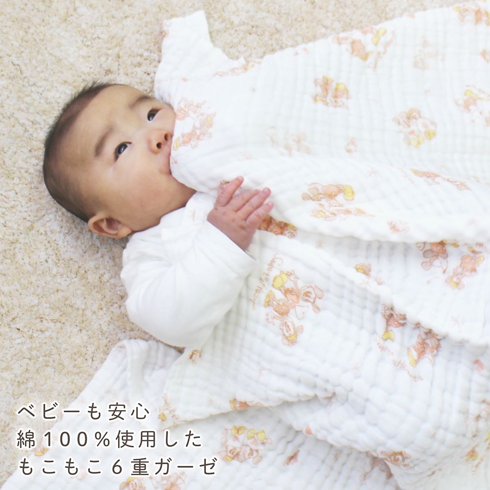 6重ガーゼケット　ミッキー　ミニー　100×130cm　綿100％　もこもこ加工