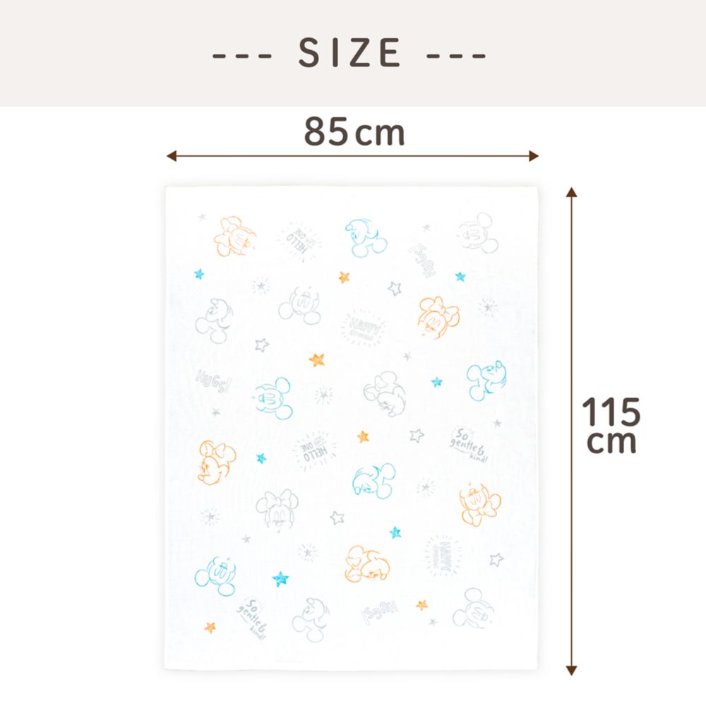 ミッキー ミニー タオルケット 85&times;115cm 表ガーゼ 裏パイル 綿100% NZ8625