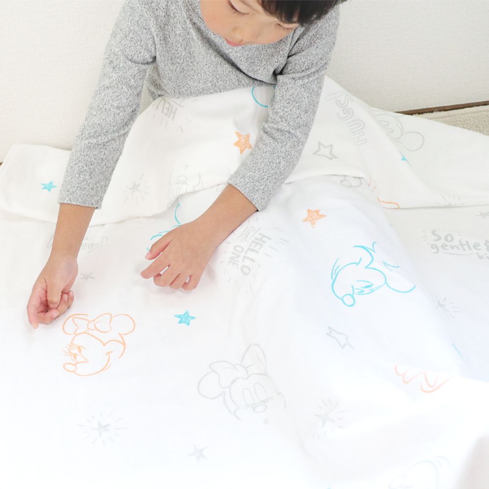 ミッキー ミニー タオルケット 85&times;115cm 表ガーゼ 裏パイル 綿100% NZ8625