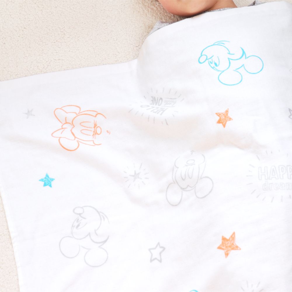 ミッキー ミニー タオルケット 85&times;115cm 表ガーゼ 裏パイル 綿100% NZ8625