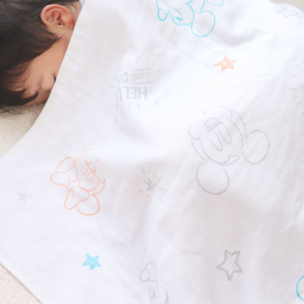 ミッキー ミニー タオルケット 85&times;115cm 表ガーゼ 裏パイル 綿100% NZ8625