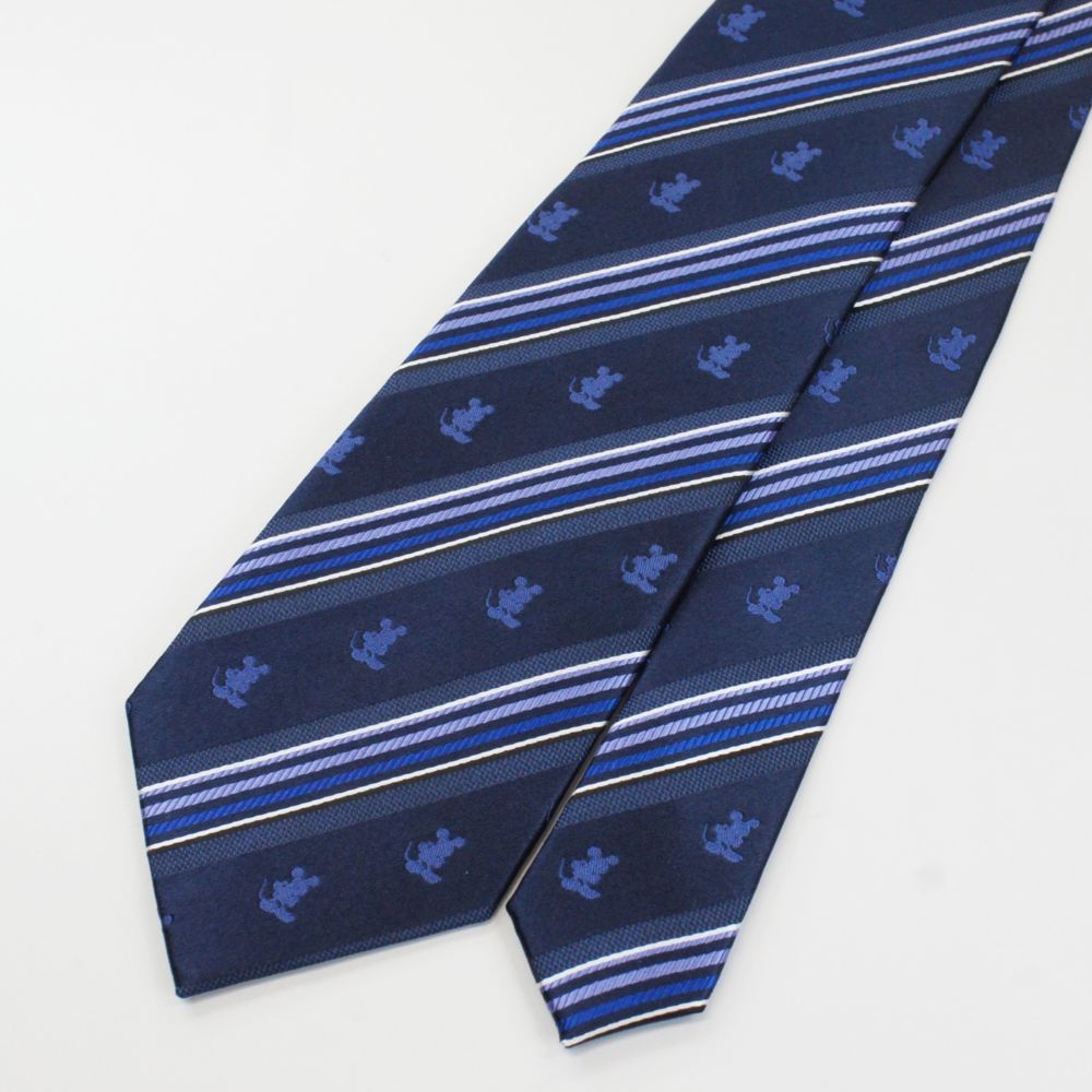 公式 ショップディズニー ディズニーネクタイ ミッキーストライプ柄ネイビー ギフトbox付き