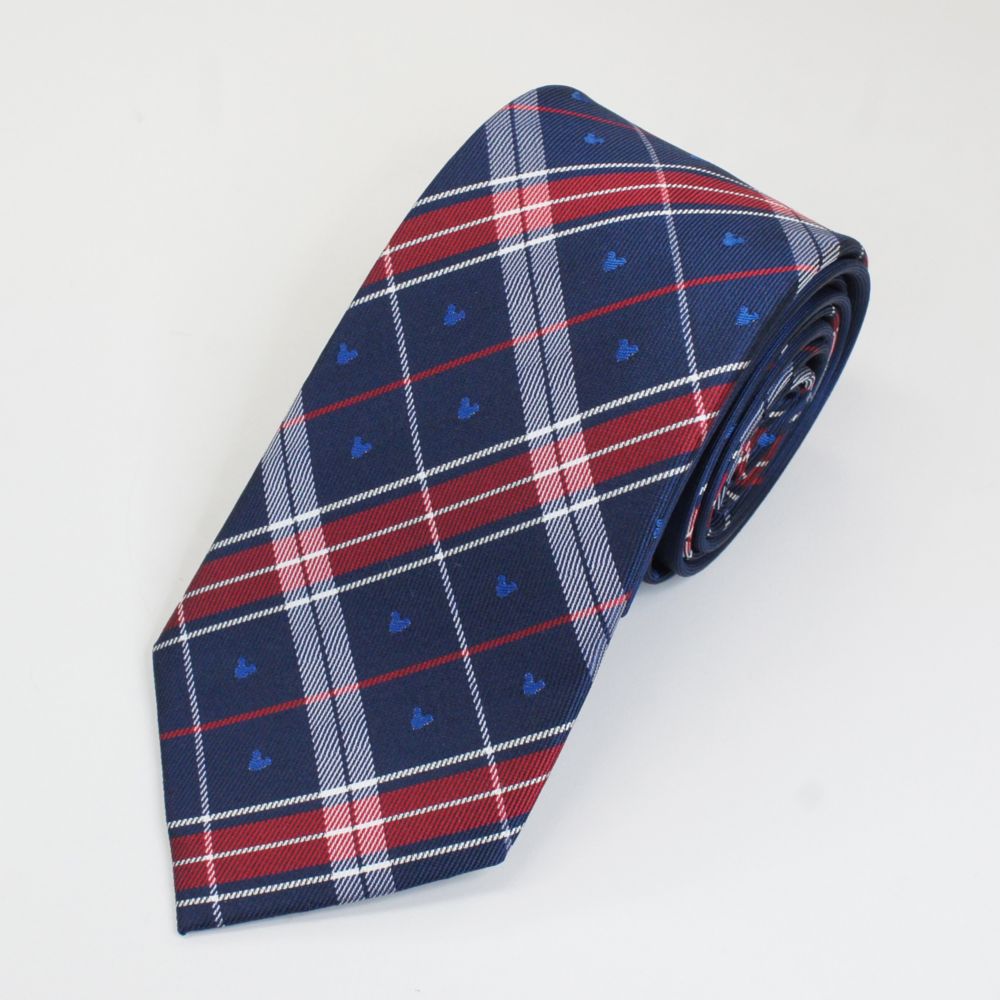 公式 ショップディズニー ディズニーネクタイ ミッキーチェック柄ネイビー ギフトbox付き