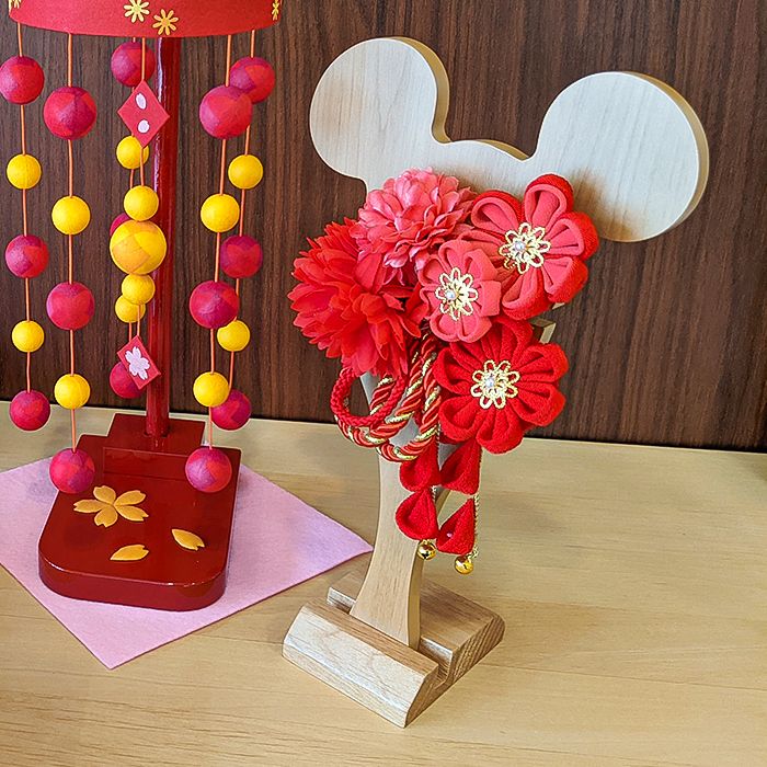 【数量限定】 インテリア 羽子板　ミッキー（ナチュラル） 髪飾り付き