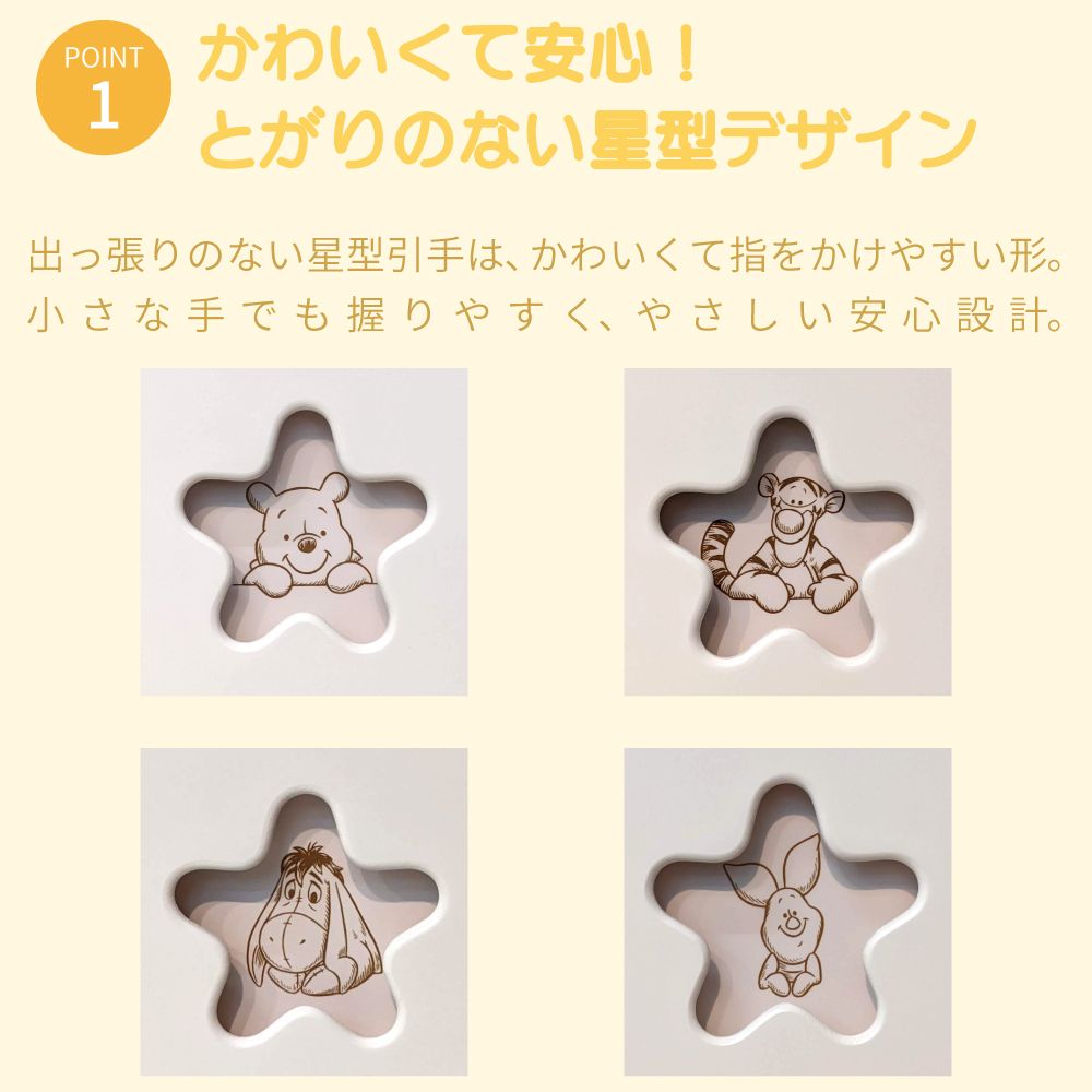 75cm幅5段　くまのプーさん　チェスト タンス 収納棚