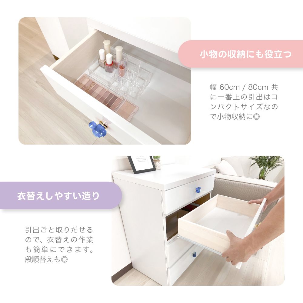 60cm幅4段 リバイブ（ブルー） チェスト タンス　ネット限定