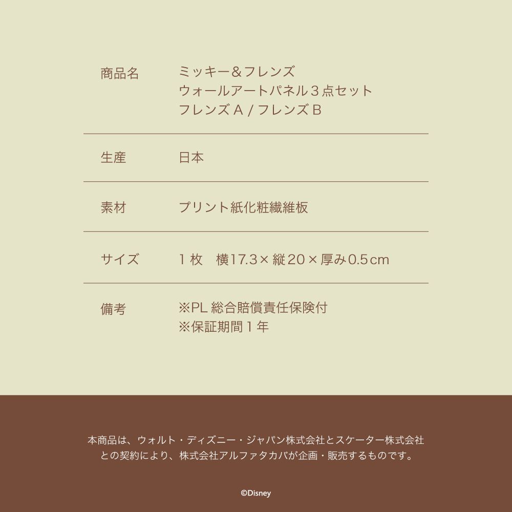 組子細工風な木製 オブジェ  壁掛け 飾り棚 ディズニー ウォールアートパネル3点セット（フレンズB)
