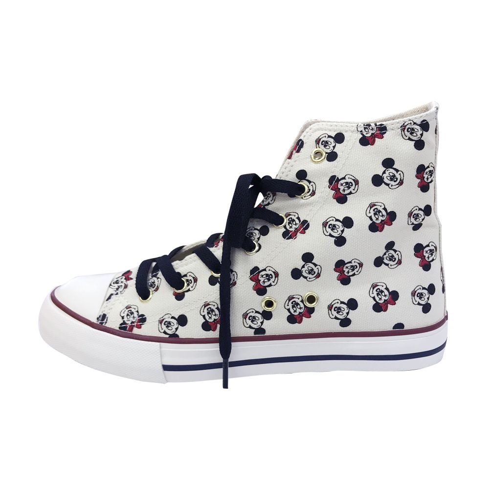 公式 ショップディズニー ディズニー ハイカットスニーカー ミッキーミニー パターン ホワイト 24 25cm