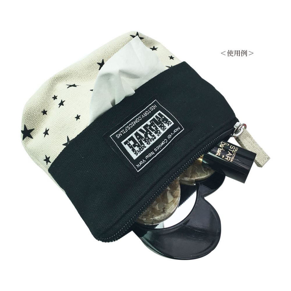 MARVEL マーベル ロゴスター 生成帆布 ティッシュポーチBLK