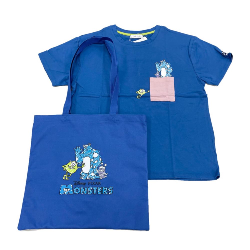 公式 ショップディズニー バッグ付きポケット付きtシャツ モンスターズ インク M Blue