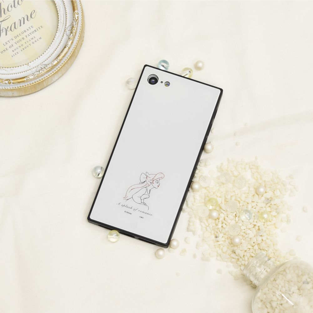 アリエル iPhone 7/8/SE(第2世代)/SE(第3世代) 対応 スクエアガラスケース ワンポイント DNG-10A