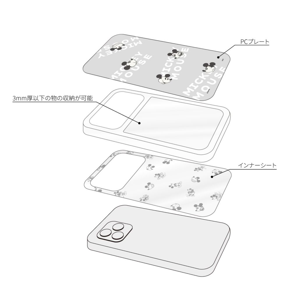 ミッキーマウス SHOWCASE+ iPhone 12 / 12 Pro / 13 / 13 Pro / 14 / 14 Pro (6.1インチ) 対応 ケース DNG-27MK