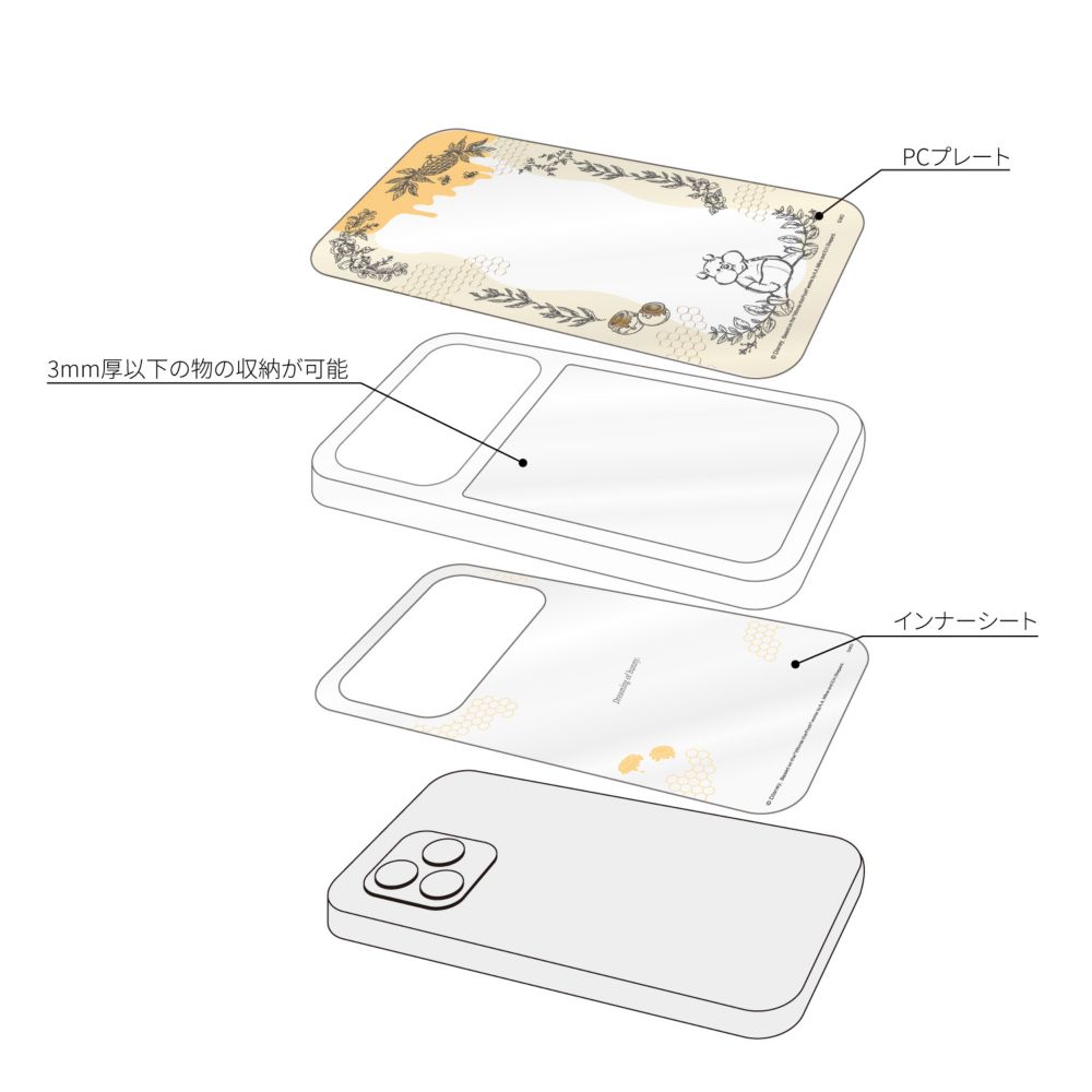 くまのプーさん SHOWCASE+ iPhone 12 / 12 Pro / 13 / 13 Pro / 14 / 14 Pro (6.1インチ) 対応 ケース DNG-27PO