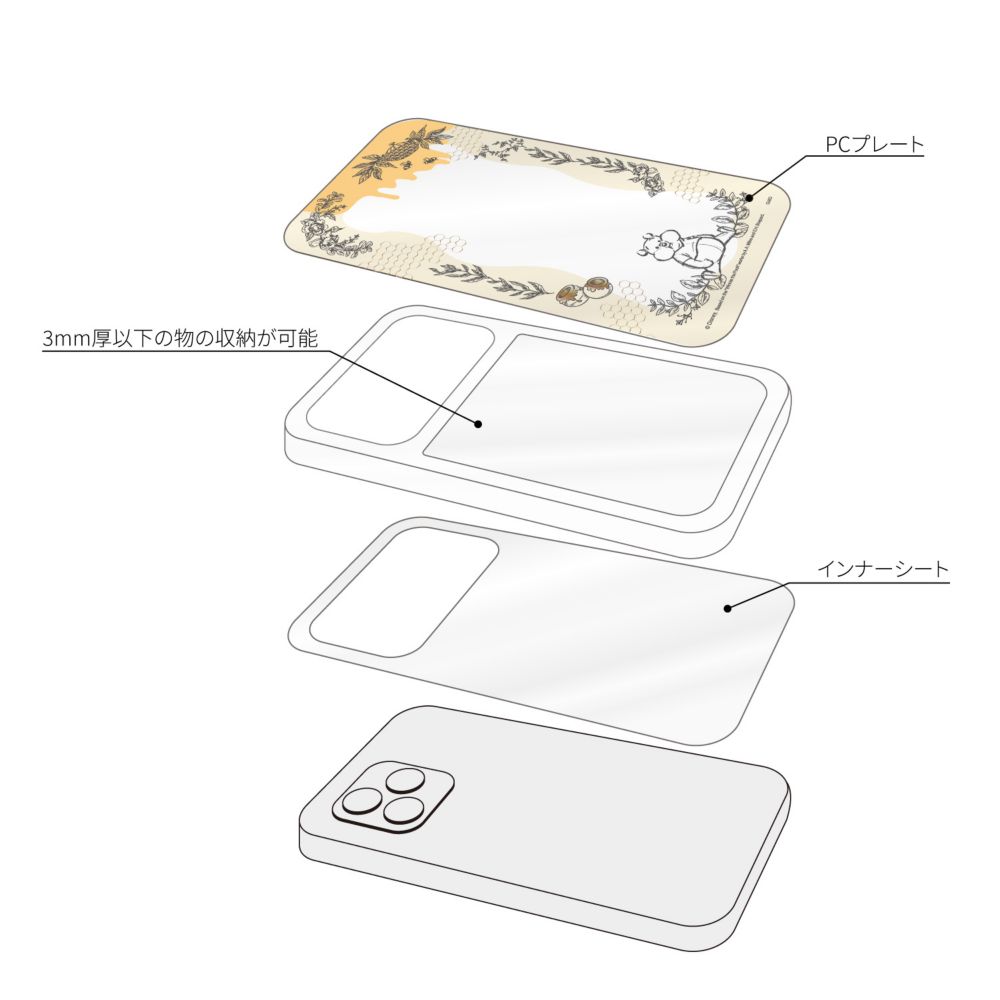 くまのプーさん SHOWCASE+ 12 Pro Max / 13 Pro Max / iPhone 14 Plus / 14 Pro Max (6.7インチ) 対応 ケース DNG-28PO