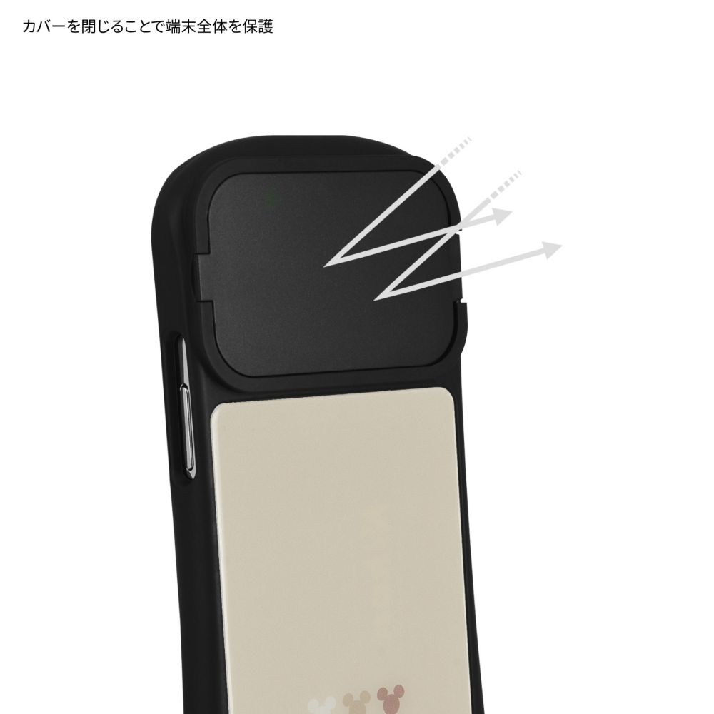 ミッキーマウス ワンポイント iPhone 12 / 12 Pro / 13 / 13 Pro / 14 / 14 Pro 対応 ハイブリッドガラスケース DNG-69A