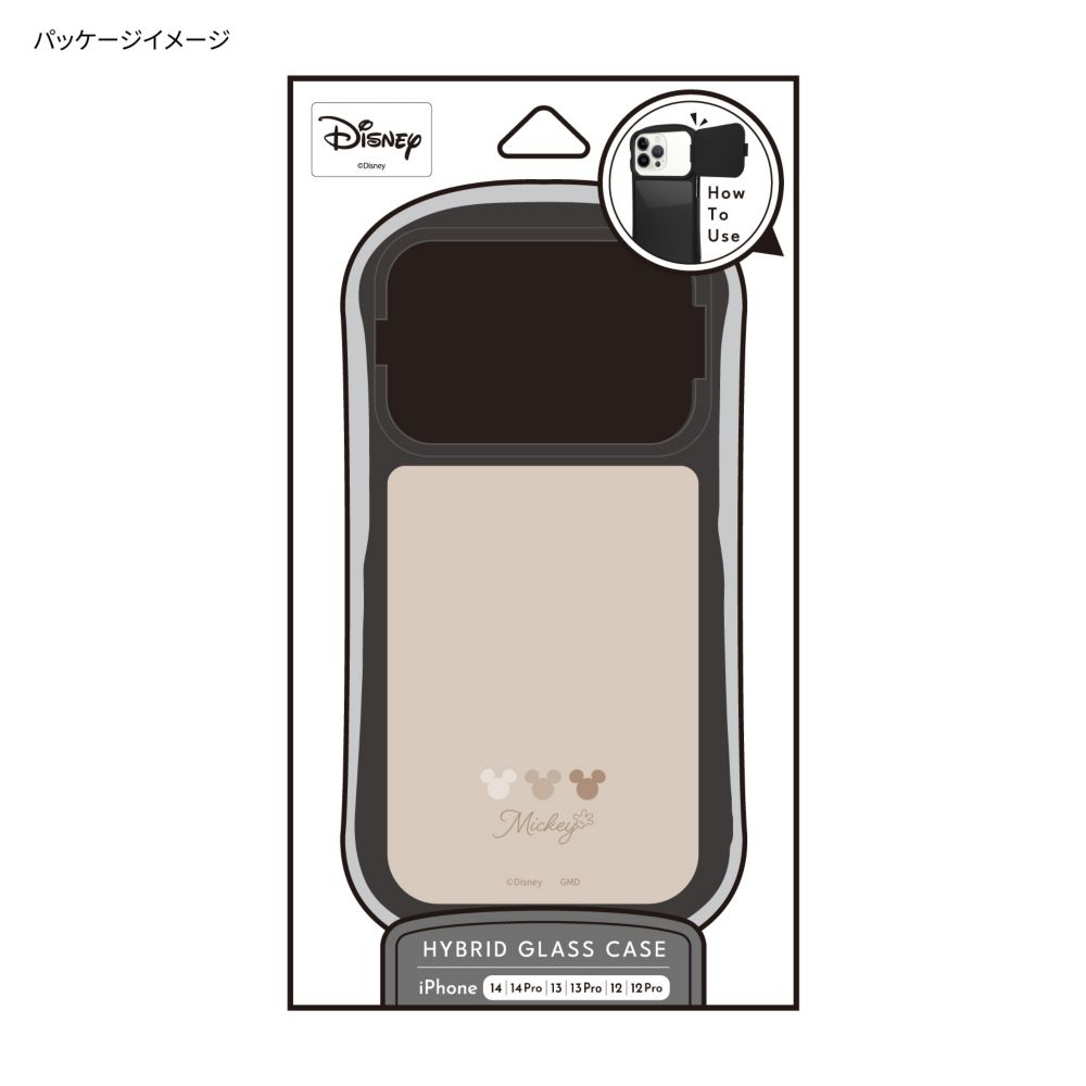ミッキーマウス ワンポイント iPhone 12 / 12 Pro / 13 / 13 Pro / 14 / 14 Pro 対応 ハイブリッドガラスケース DNG-69A