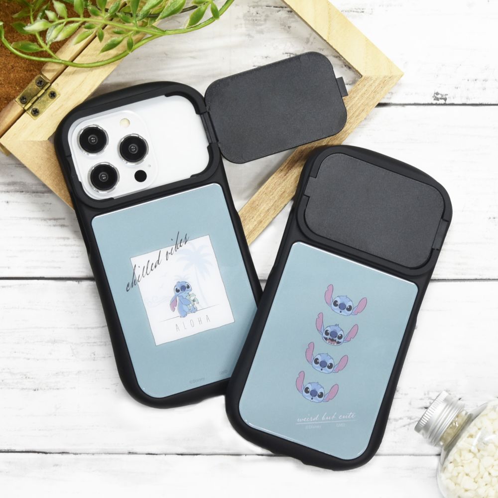 スティッチ フェイス iPhone 12 / 12 Pro / 13 / 13 Pro / 14 / 14 Pro 対応 ハイブリッドガラスケース DNG-82A