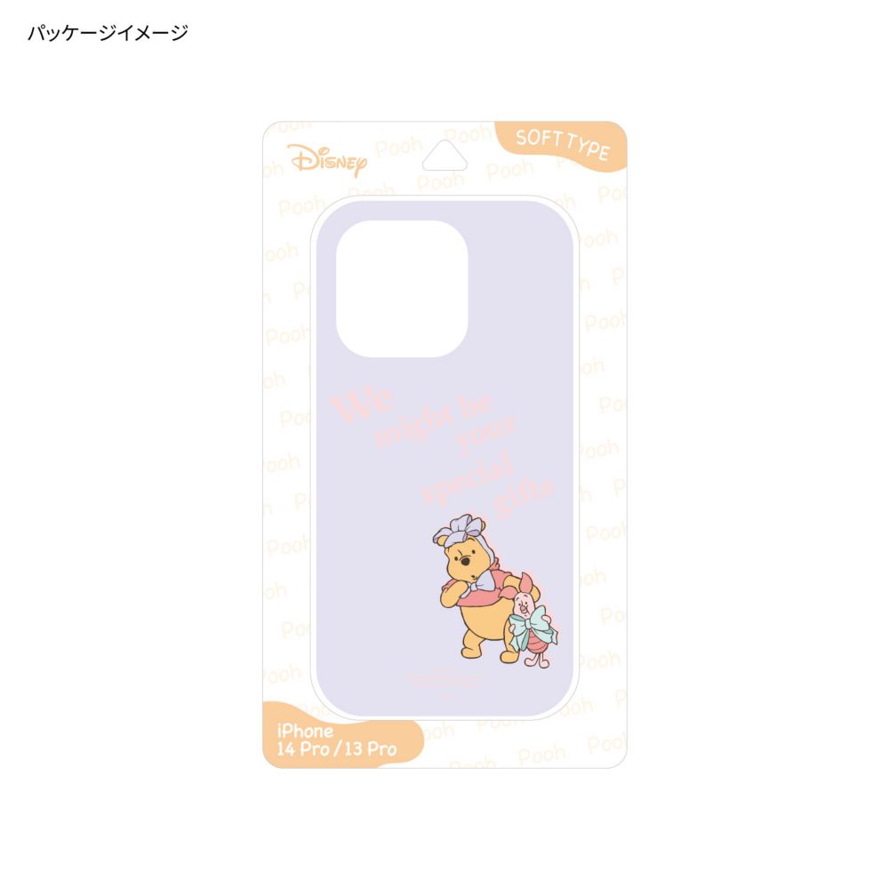 くまのプーさん リボン iPhone 13 Pro / 14 Pro (6.1インチ) 対応 ソフトケース DNG-97A