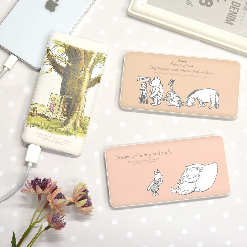 くまのプーさん おひるね USB/USB Type-C 4000mAh リチウムイオンポリマー充電器 2.1A DNG-122B