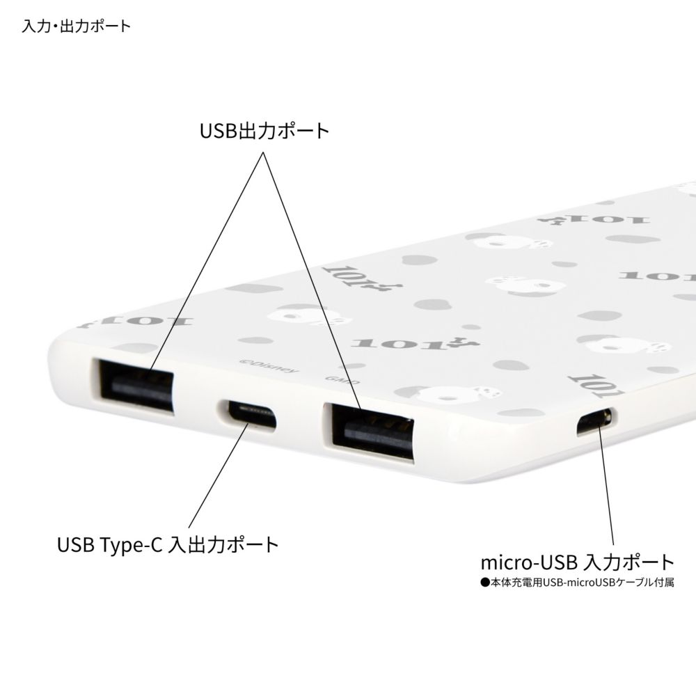 101匹わんちゃん USB / USB Type-C 4000mAh リチウムイオンポリマー 充電器 2.1A DNG-127DL